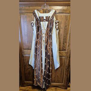 Medieval dress by Epopee. Brown ad beige, XS